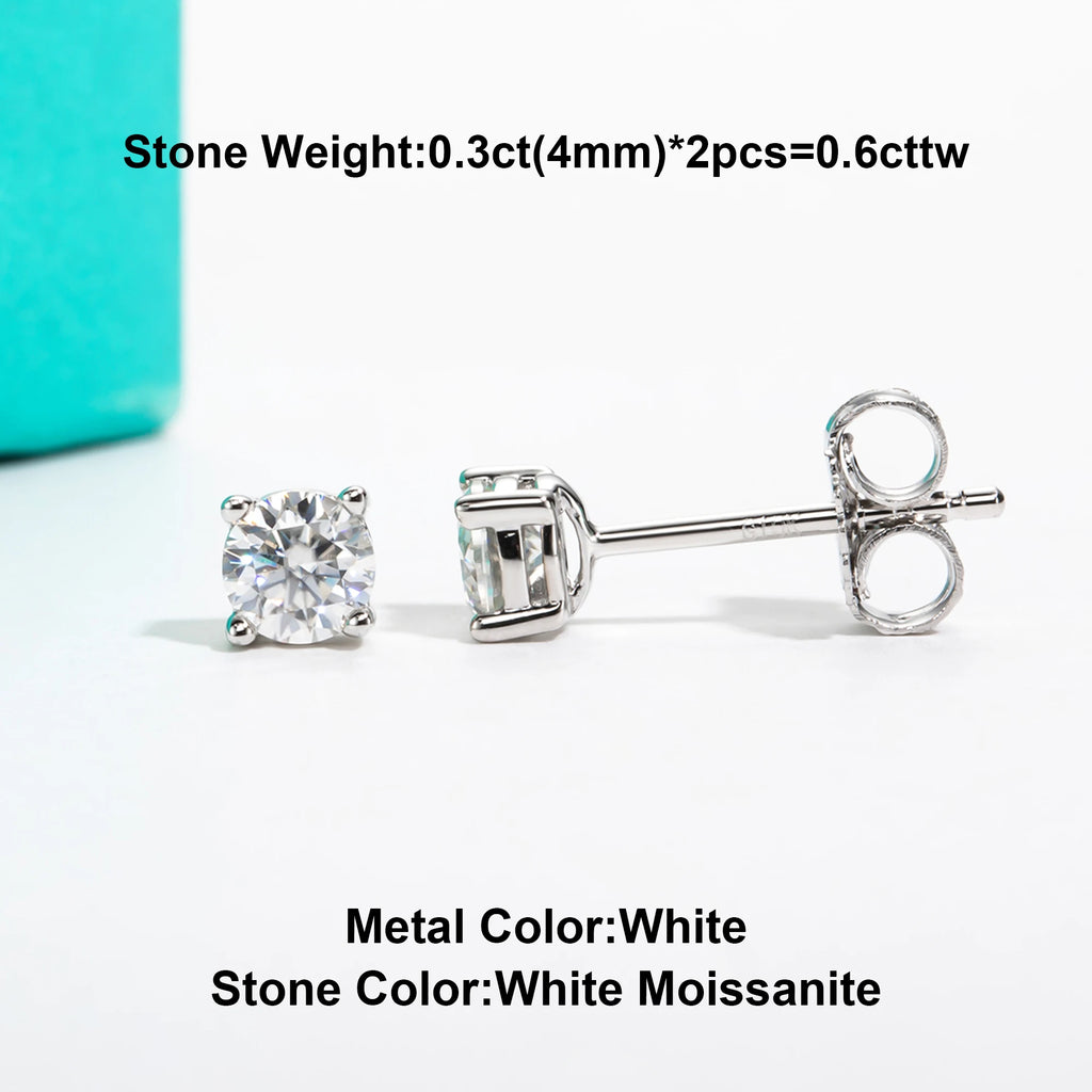 AnuJewel 10k Gold 4/3/2/1.6/1/0.6ct Moissanite Stud Earrings For Women Real 10K Gold Post Anti-allergy Men Earrings Jewelry