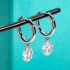 Moissanite hoop earrings 4cttw D color VVS1, circular drop design — Aurora Moissanite