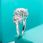 Three-stone moissanite 11cttw D color VVS1, highest carat ring at Aurora — Aurora Moissanite