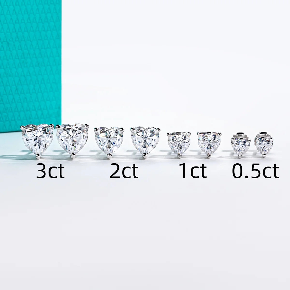 AnuJewel Heart Moissanite Stud Earrings 1cttw-6cttw D Color VVS1 925 Sterling Silver 18k Gold Plated Classic Women's Jewelry