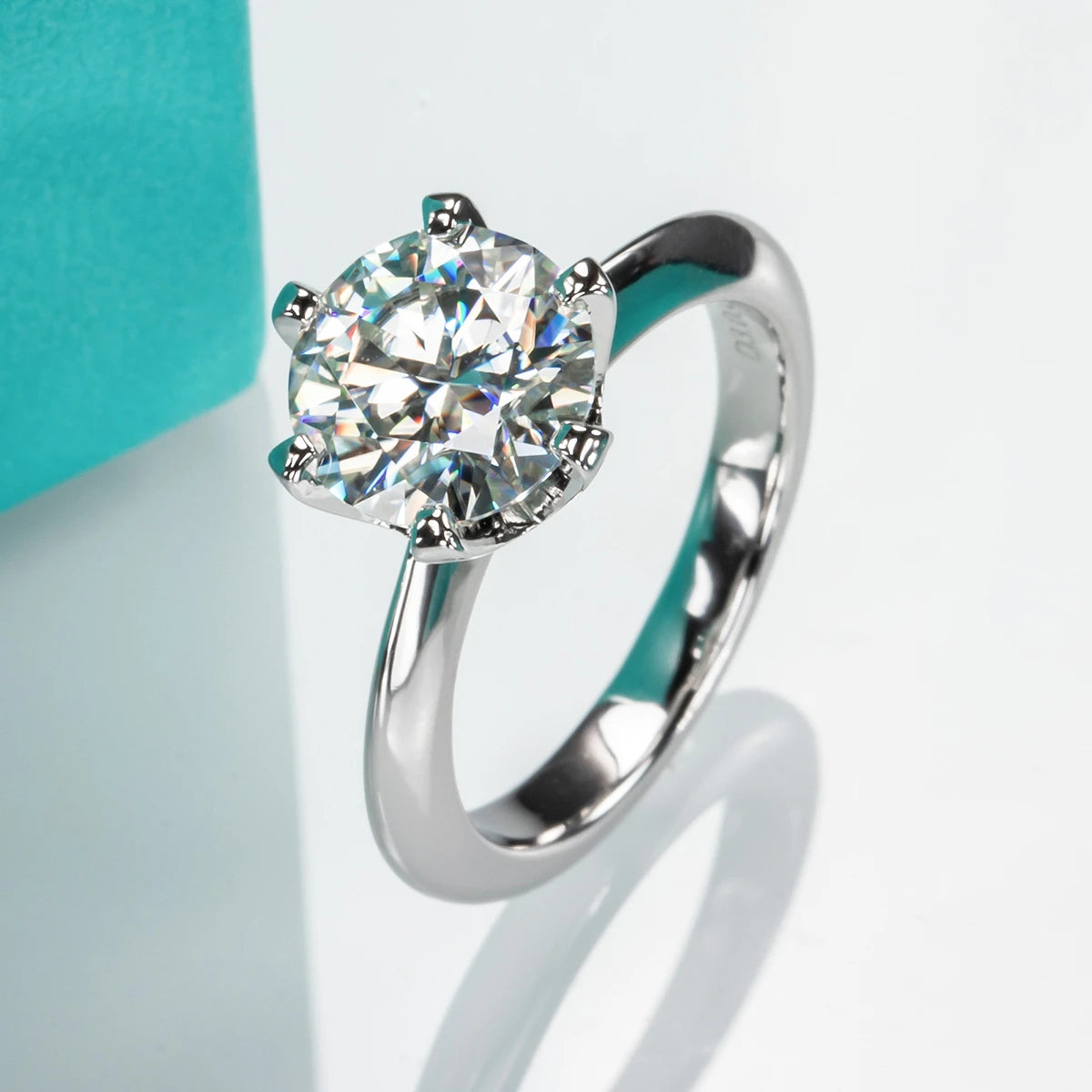 The Emon Ring — multi-carat moissanite solitaire, front view — Aurora Moissanite