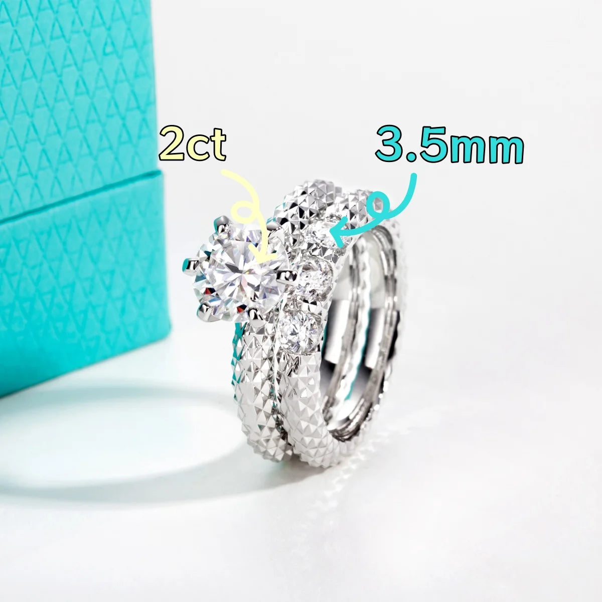 The Finn Ring worn — moissanite bridal set in gold, sizes 5.5–9.5 — Aurora Moissanite