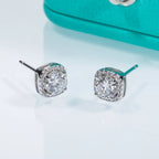 1cttw 5mm round moissanite earrings side view, S925 — Aurora Moissanite