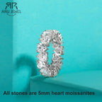 5mm heart cut moissanite eternity band, 18K white gold plated S925 silver — Aurora Moissanite
