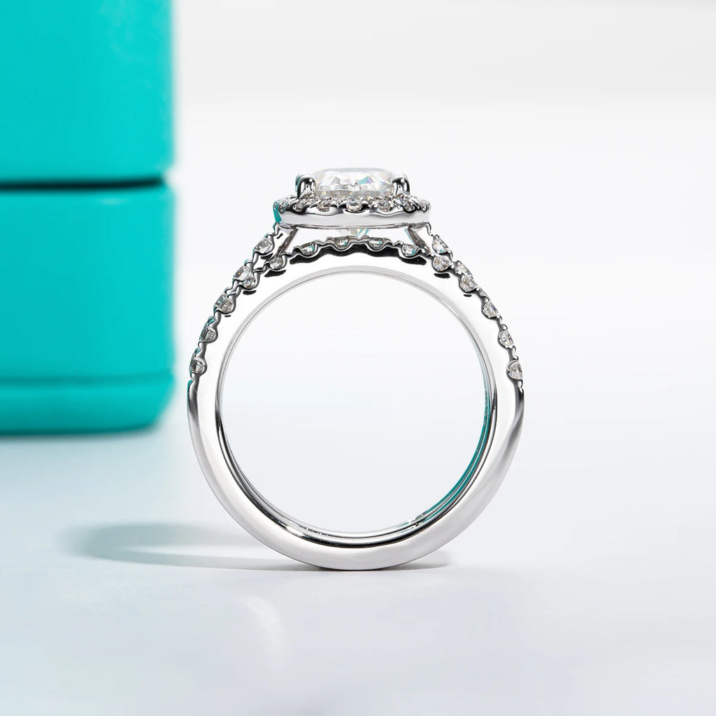 Oval moissanite 2ct D color VVS1, engagement ring or bridal set option — Aurora Moissanite