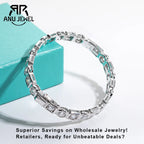AnuJewel 4.5mm D Color Moissanite Diamond Luxurious Silver Bracelet 18K White Gold Plated Bezel Bangles For Woman Jewelry Gifts