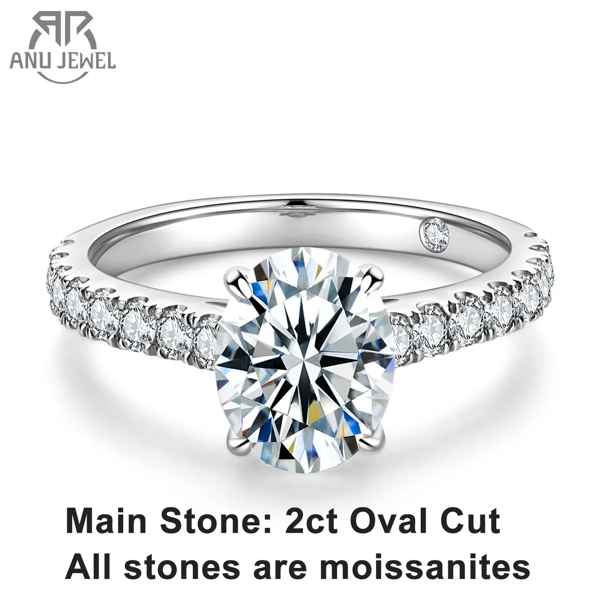 2ct oval moissanite ring, 18K gold plated S925 — Aurora Moissanite