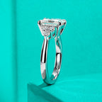 The Dune Ring — 3ct radiant moissanite solitaire, front view, 18K gold — Aurora Moissanite