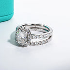 2ct oval moissanite bridal set, side profile, S925 sterling silver — Aurora Moissanite
