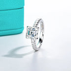 Asscher cut moissanite 3ct D color VVS1, octagonal step-cut detail — Aurora Moissanite