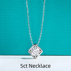 AnuJewel 1ct/2ct/3ct/5ct Moissanite Square Pendant Necklace 925 Sterling Silver 18k Gold Plated Necklace Women Jewelry Gifts