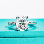 5ct cushion moissanite solitaire ring, side profile, S925 sterling silver — Aurora Moissanite