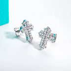 Moissanite iced cross studs 0.78cttw D color VVS1 — Aurora Moissanite
