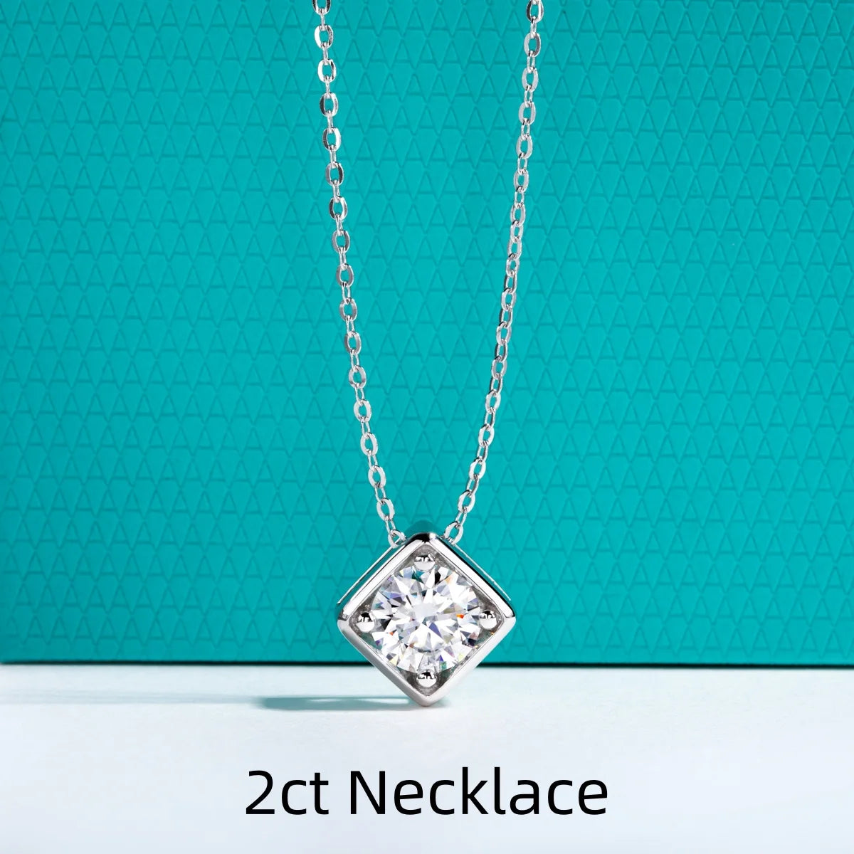 AnuJewel 1ct/2ct/3ct/5ct Moissanite Square Pendant Necklace 925 Sterling Silver 18k Gold Plated Necklace Women Jewelry Gifts