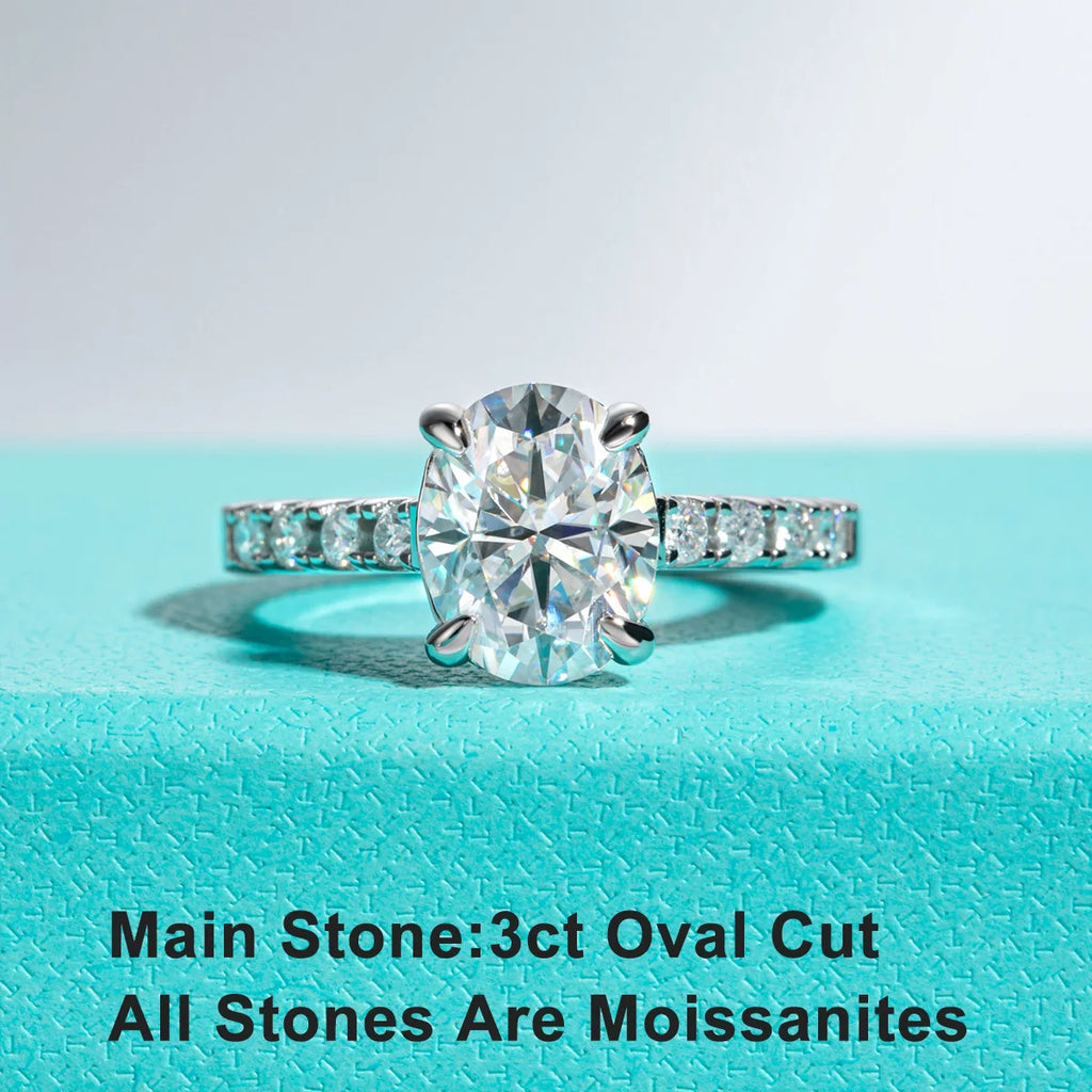 The Elan Ring worn — 3ct oval moissanite solitaire, S925 — Aurora Moissanite