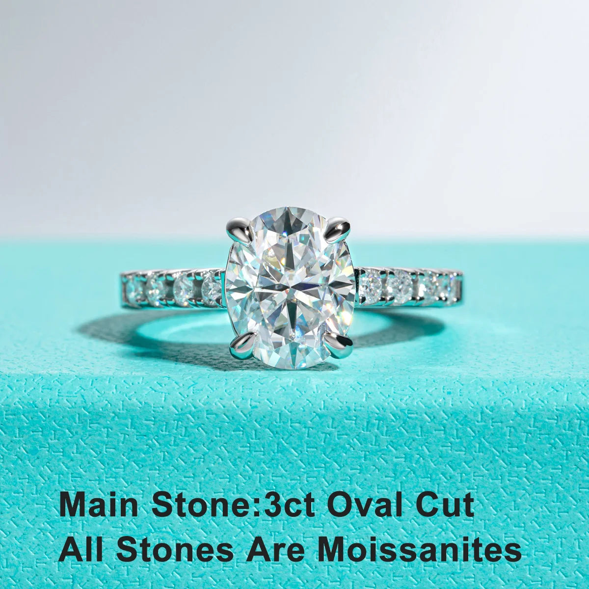 The Elan Ring worn — 3ct oval moissanite solitaire, S925 — Aurora Moissanite