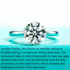 The Reign Ring — round moissanite invisible setting, front view, 18K gold — Aurora Moissanite