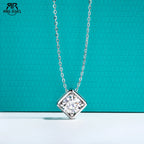 AnuJewel 1ct/2ct/3ct/5ct Moissanite Square Pendant Necklace 925 Sterling Silver 18k Gold Plated Necklace Women Jewelry Gifts