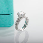 3ct moissanite bridal set, side profile, S925 — Aurora Moissanite