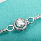 AnuJewel 1ct D Color Moissanite Bracelet 925 Sterling Silver 18K White Gold Plated Adjustable Bangle for Women