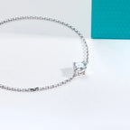 The Loop Bracelet — 1ct round moissanite adjustable bracelet, front view — Aurora Moissanite
