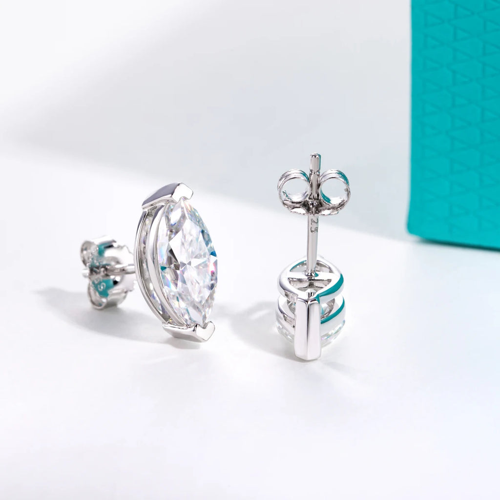 AnuJewel 1cttw-6cttw Marquise Moissanite Earrings 925 Sterling Silver D Color VVS1 Moissanite Classic Stud Earring for Woman