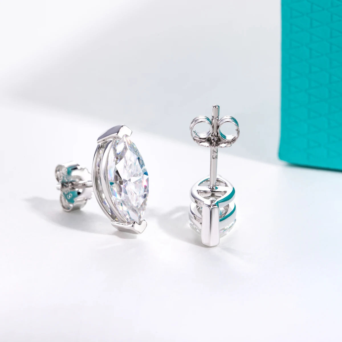 AnuJewel 1cttw-6cttw Marquise Moissanite Earrings 925 Sterling Silver D Color VVS1 Moissanite Classic Stud Earring for Woman