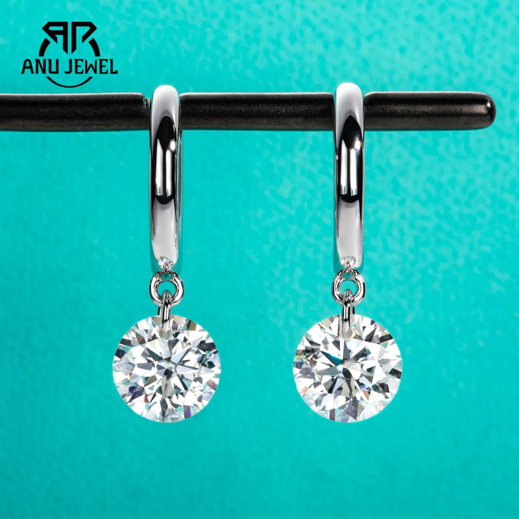 4cttw moissanite hoop drop earrings, S925 sterling silver — Aurora Moissanite
