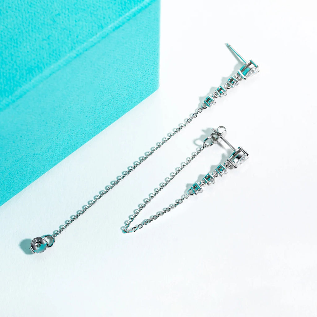 Pear moissanite drop earrings 1cttw D color VVS1, teardrop cut — Aurora Moissanite