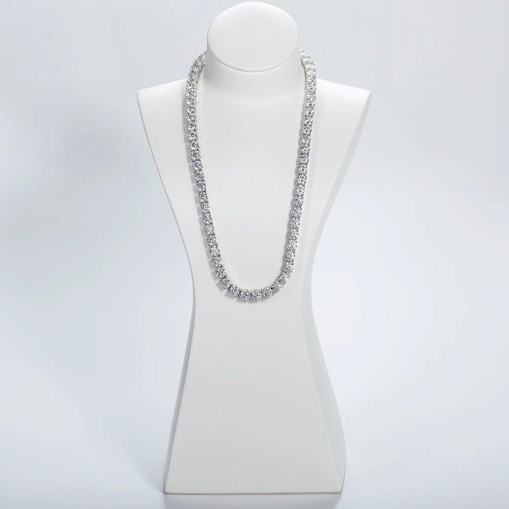 AnuJewe 6.5mm 66cttw D Color Moissanite Diamond Tennis Chain Necklace 925 Sterling Silver 18K Gold Plated Neckalces Jewelry