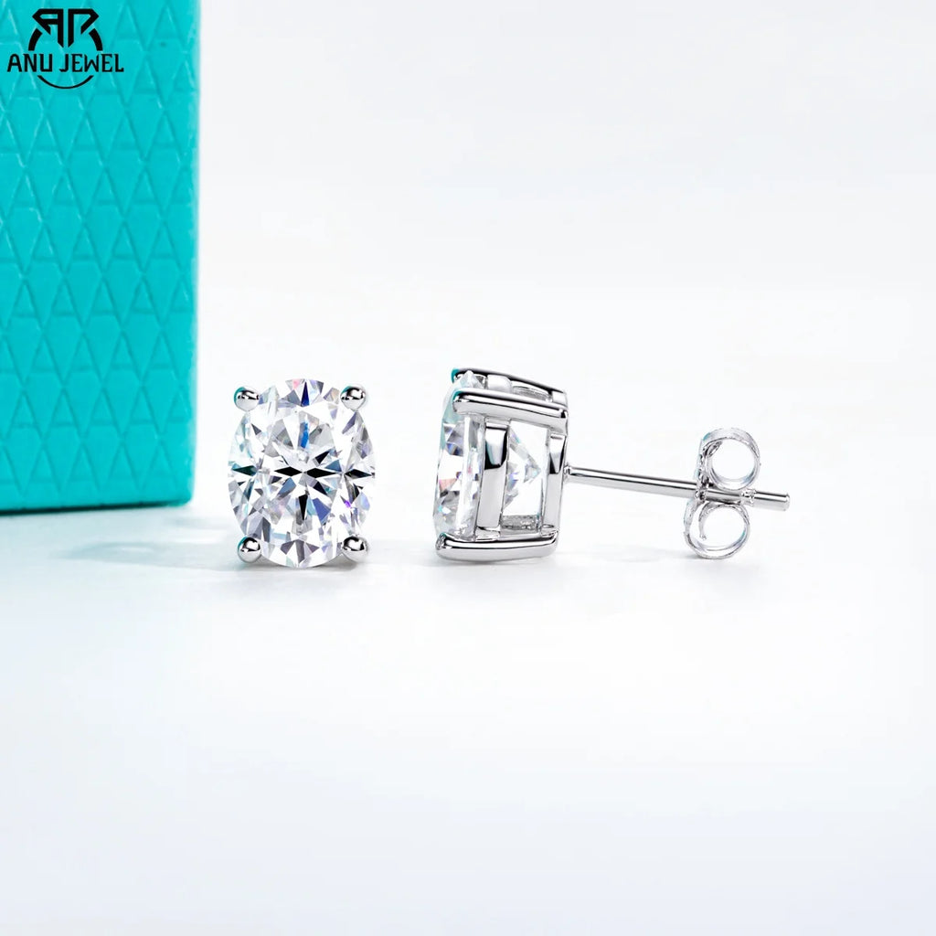 oval moissanite stud earrings 0.5ct to 3ct, S925 — Aurora Moissanite