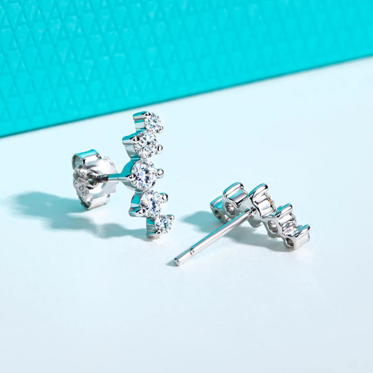 AnuJewel 1.04cttw Moissanite Stud Earrings 925 Sterling Silver Gold Plated Lab Created Diamond Smile Earrings For Women Jewelry