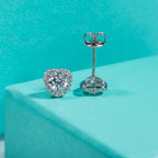 AnuJewel 1cttw D Color Moissanite Halo Earrings 925 Sterling Silver 18k Gold Plated Heart Stud Earring for Women Jewelry Gifts