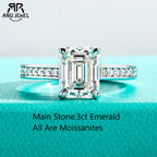 3ct emerald cut moissanite solitaire ring, 18K gold plated S925 — Aurora Moissanite