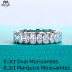 oval and marquise moissanite mixed eternity band, S925 — Aurora Moissanite