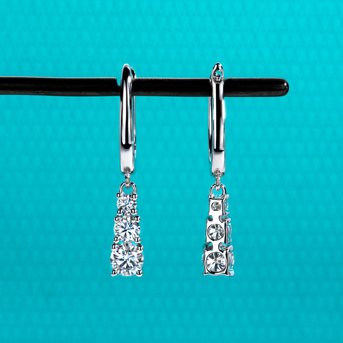 The Wisp Earrings — 1.8cttw moissanite dangle drop, S925 — Aurora Moissanite