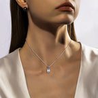 AnuJewel 2ct/3ct/4ct/5ct D Color Emerald Cut Moissanite Diamond Pendant Necklace 925 Sterling Silver Jewelry Gifts for Women