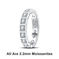 The Crest Band worn — 2.2mm princess cut moissanite eternity band — Aurora Moissanite