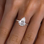 The Wren Ring lifestyle — 4ct pear moissanite crown ring worn on finger — Aurora Moissanite