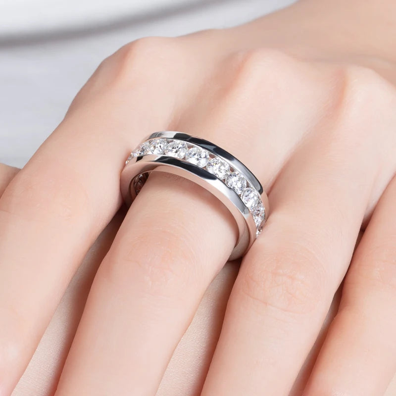 4mm eternity band top view, moissanite set all around — Aurora Moissanite