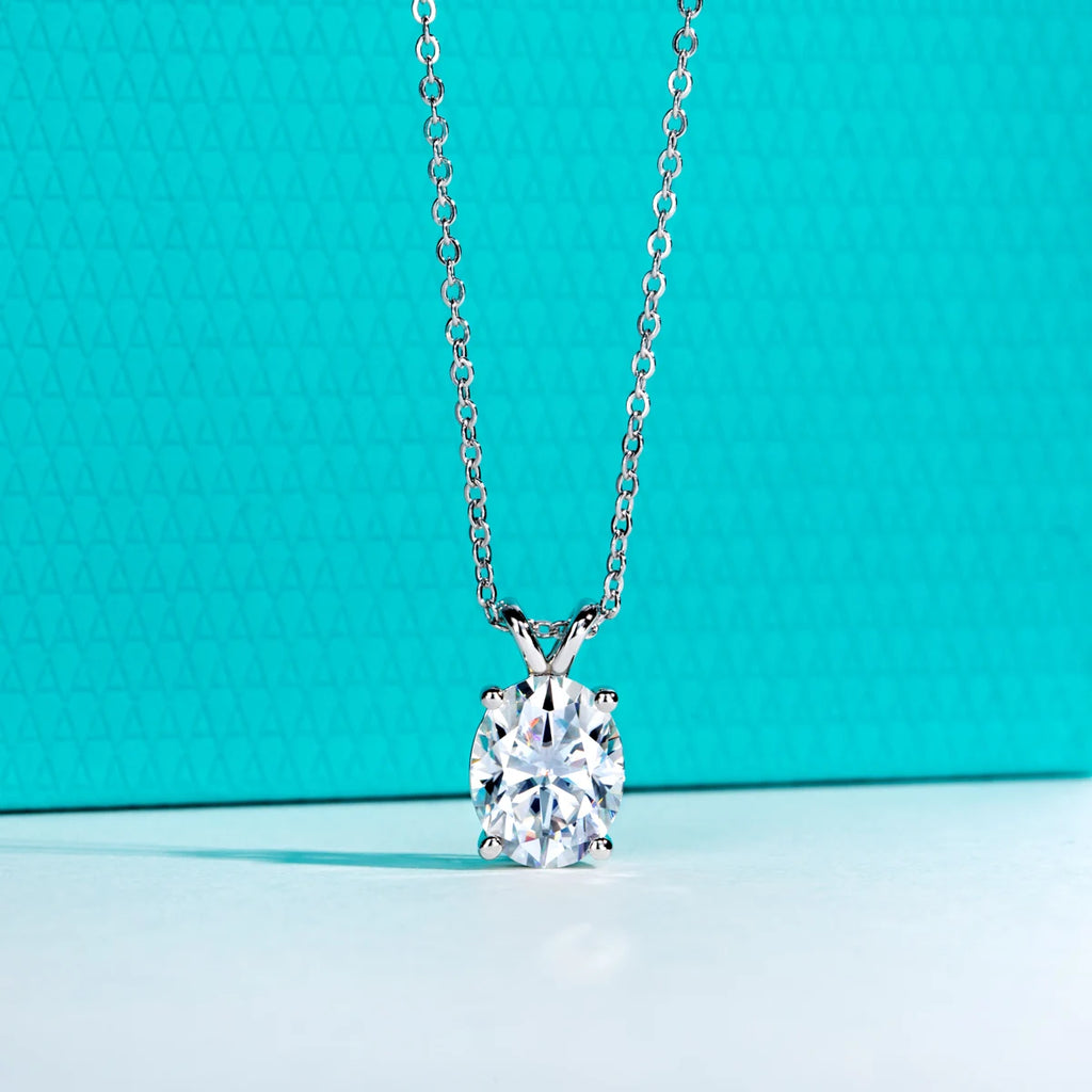 AnuJewel 2ct/3ct/4ct/5ct D Color Oval Cut Moissanite Pendant Necklace 925 Sterling Silver Valentine's Day Gifts for Women