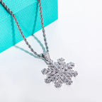 AnuJewel Moissanite Snowflake Necklace 14K Gold Plated Pendant 60cm Layered Heavy Metal New Age Hip Hop Jewelry for Men&Women
