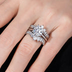 3ct moissanite bridal set top view, engagement ring and band — Aurora Moissanite
