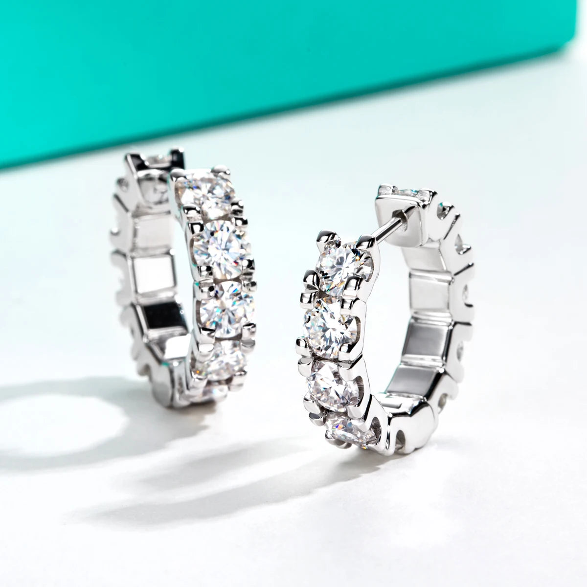 AnuJewel 2.6cttw(3mm)/6cttw(4mm) D Color Moissanites Hoop Earrings 925 Sterling Silver Luxury Huggie Earring for Women Jewelry