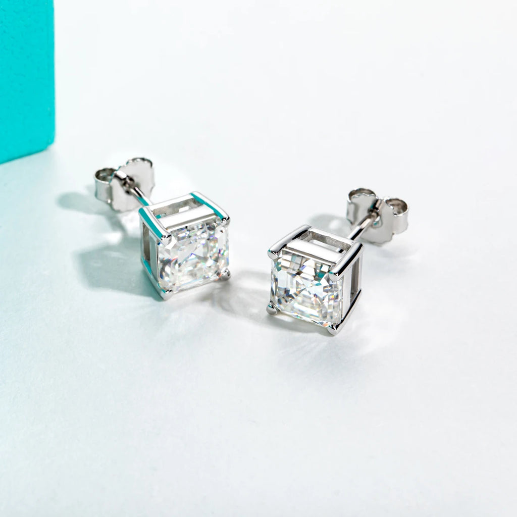 AnuJewel 10K Gold Post 4/2/1ct Asscher Cut Moissanite Stud Earrings Anti-allergy Eearrings For Women Jewelry Wholesale