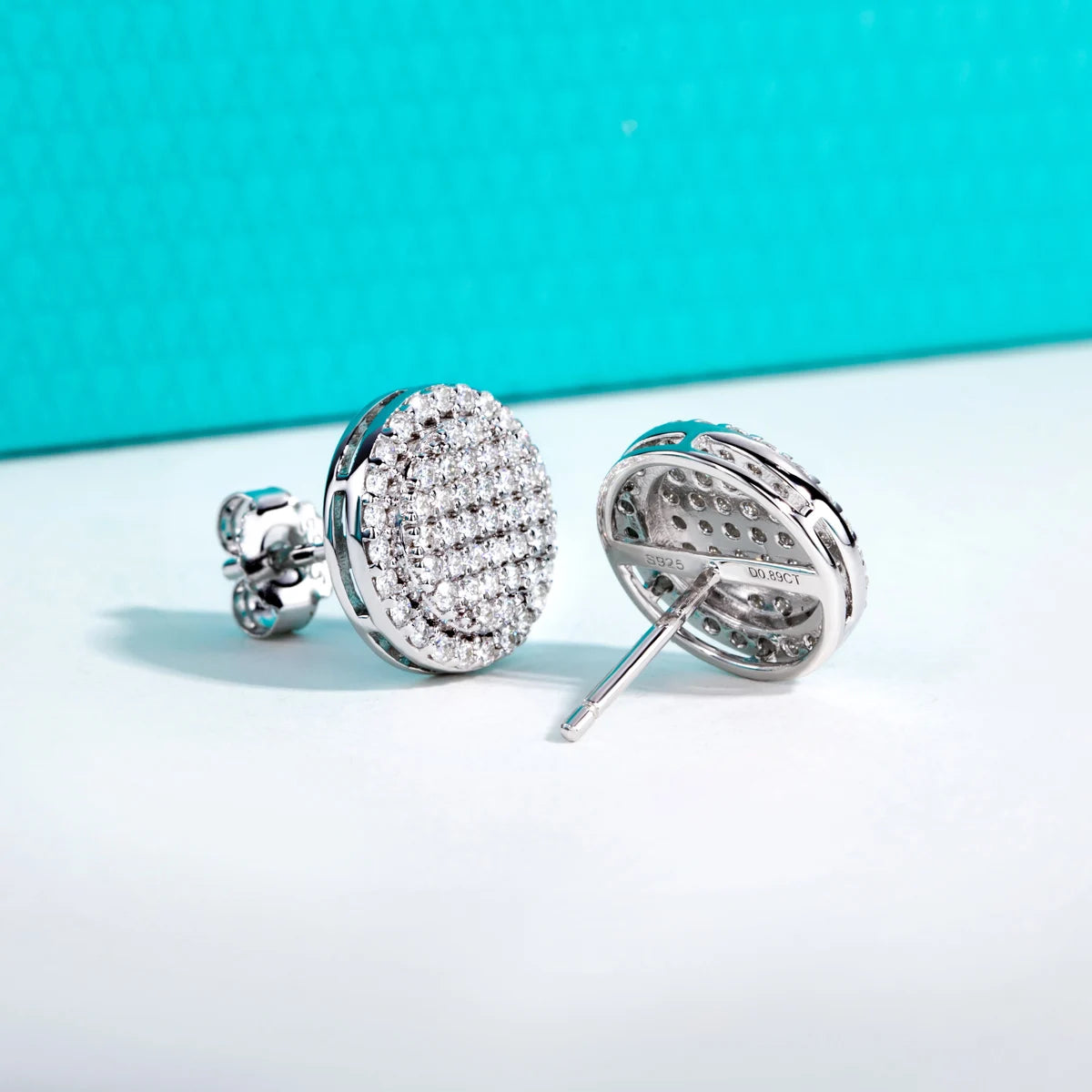The Flux Earrings — 0.9cttw moissanite cluster stud, S925 — Aurora Moissanite