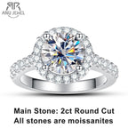 2ct round moissanite halo ring, 18K white gold plated S925 — Aurora Moissanite