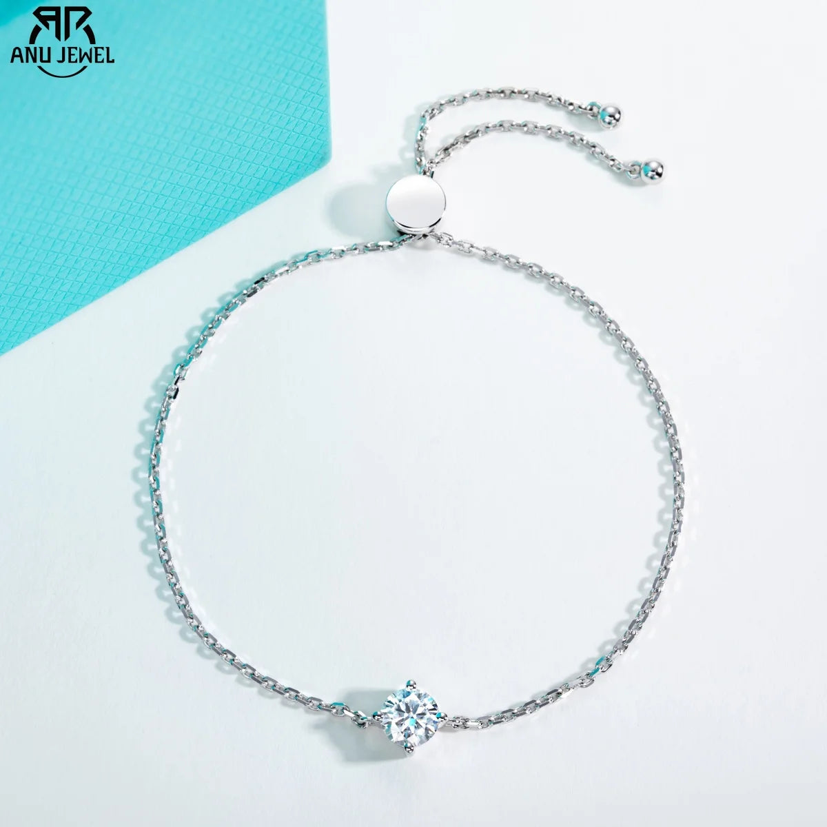 1ct moissanite adjustable bracelet, 18K gold plated S925 sterling silver — Aurora Moissanite