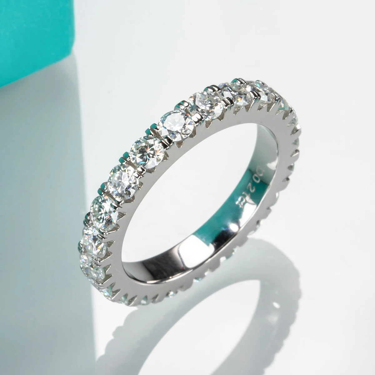 Moissanite 3.5ct D color VVS1 ring set with eternity band — Aurora Moissanite