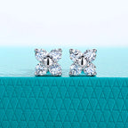 The Cail Earrings — 0.8cttw moissanite cross studs, front view — Aurora Moissanite